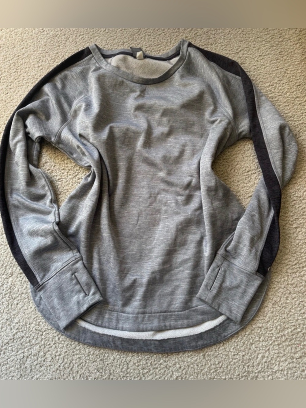 Champion Gray Crewneck Pullover with Dark Sleeve Panels